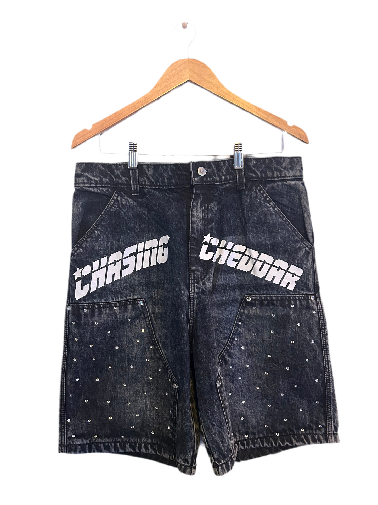 CC rhinestone jorts