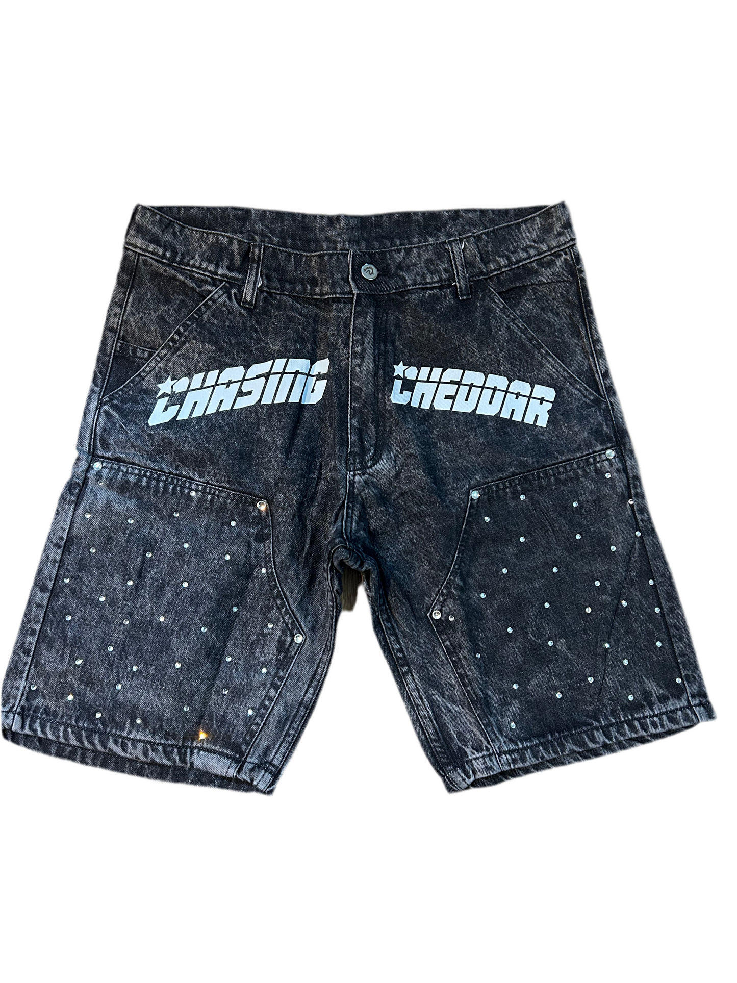 CC rhinestone jorts