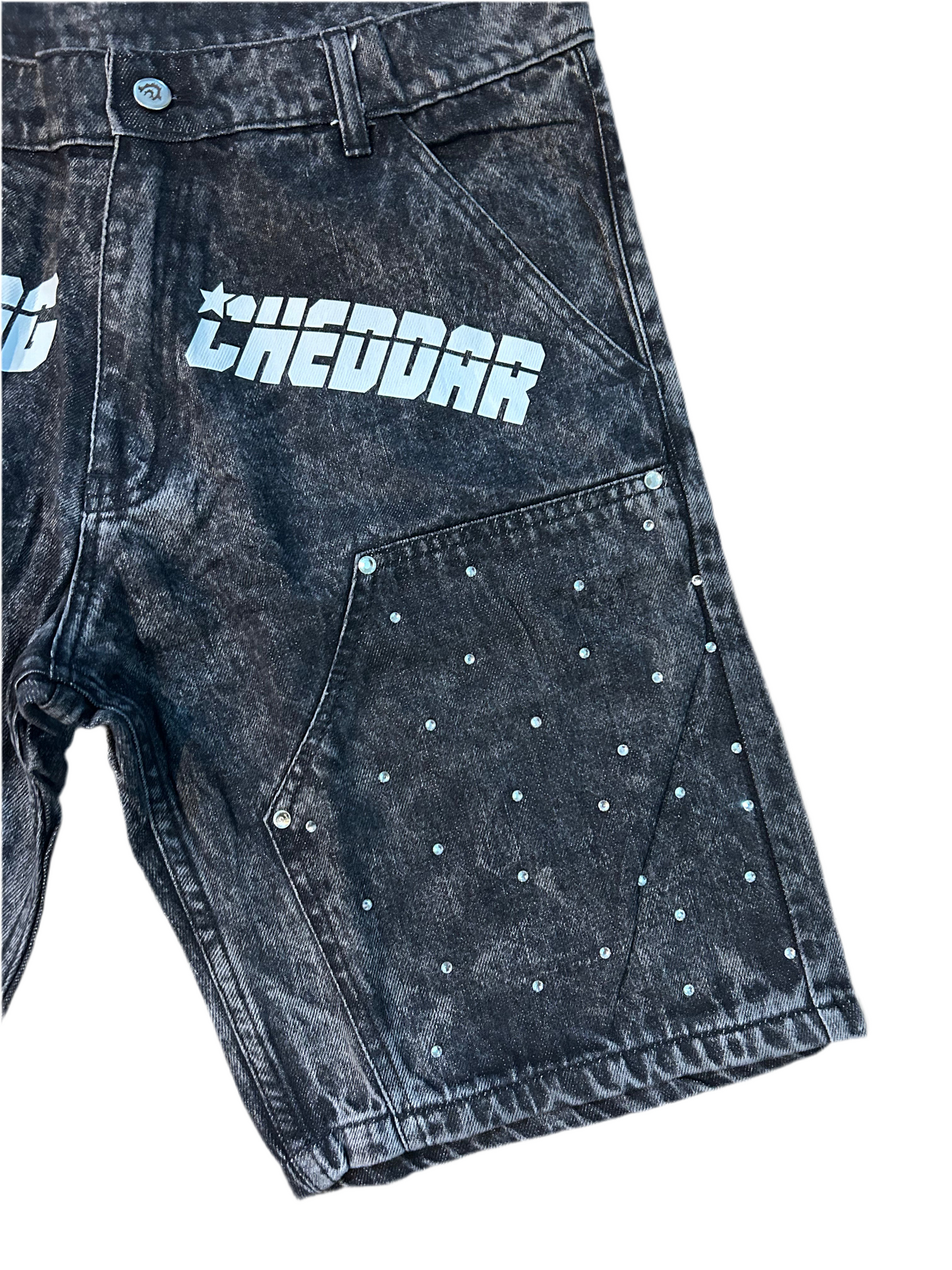 CC rhinestone jorts