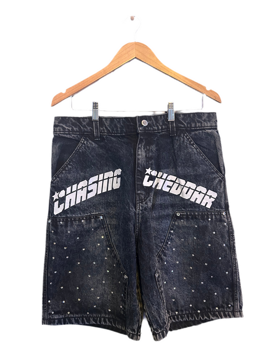CC rhinestone jorts